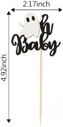 24 Pcs Ghost Oh Baby Cupcake Toppers - Halloween & Baby Shower Decorations, Little Boo Cupcake Picks, Ghosts Cake Decoration for Gender Reveal