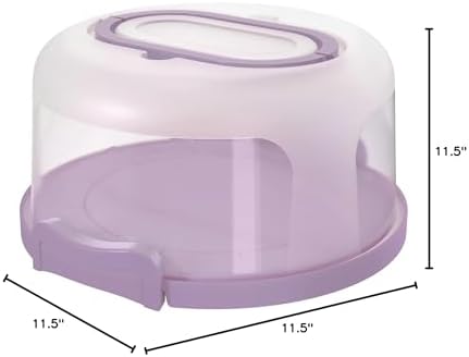 Top Shelf Elements Round Cake Carrier Two Sided Cake Holder Serves as Five Section Serving Tray, Portable Cake Stand Fits 10 inch Cake, Cake Box Comes With Handle, Cake Container Holds Pies (Lilac)
