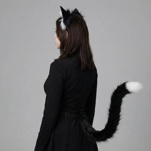 CHOICEONE Cat Fox wolf Ears and Tail Set with Paws Gloves Faux Fur Animal Cosplay Costume Accessories for Halloween Party
