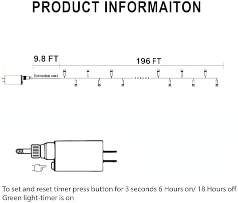 TW SHINE Christmas Lights, 600 LED 196FT Christmas String Lights Plug-in with 8 Modes Timer and Remote, Waterproof Outdoor Decorations for Bedroom Wedding Party Yard Tree Decor, Blue & White