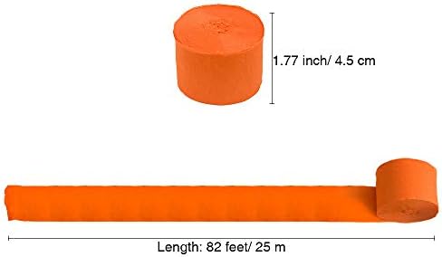 8 Rolls Orange Crepe Paper Streamers, Wedding Birthday Baby Shower Halloween Party Decoration, Fall Thanksgiving Party Rainbow DIY Supplies, Living Room Bedroom Decor