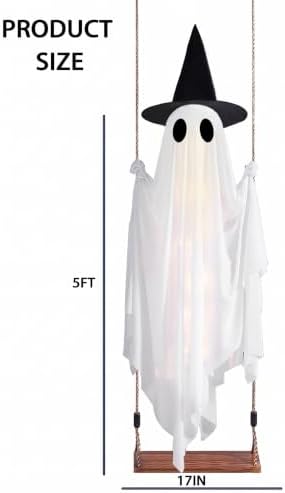 5FT Halloween Swinging Ghost Outdoor Decor,Spooky Hanging Ghost Decorations