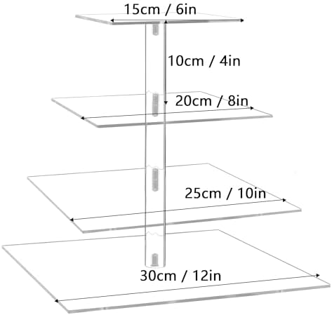 YestBuy 4 Tier Cupcake Stand, Acrylic Cupcake Tower Stand, Premium Cupcake Holder, Clear Cupcake Display Tree Tower Stand For 52 cupcakes, Display for Pastry Wedding Birthday Party