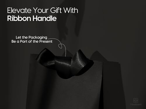 Vitalizart Paper Gift Bags With Ribbon Handles Small Black Bulk Pack