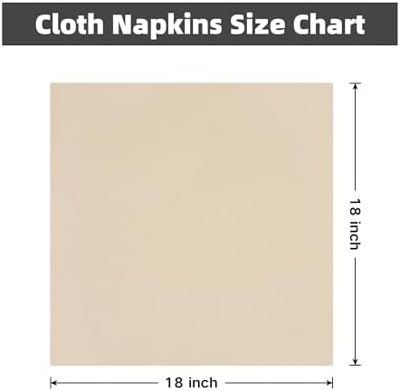 Beige Cloth Napkins Set of 6 Washable Dinner Napkins, 18X18 in