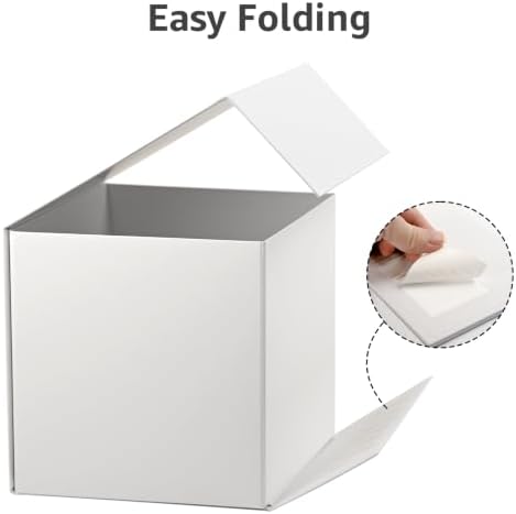 LIFELUM White Gift Box for Wedding with Magnetic Lid, 8.6"x8.6"x8.6"