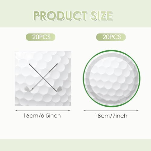 40 PCS Golf Party Decorations,Fun Golf Party Supplies Set Include Disposable Paper Plates and Napkins,Golf Ball Sports Themed Decorations Sports Events Birthday Party Baby Shower,Serve 20