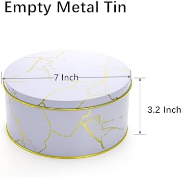 Yopay 3 Pack Cookie Tins with Lids, Round Gift Boxes for Toffee, Marbled Easter Baking Cake Containers for Valentines Gift Giving Puff Pastries Craft Supplies Metal Canister