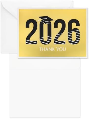 Hallmark Graduation Thank You Cards, 40-Pack (Black, Gold, Class of 2026)