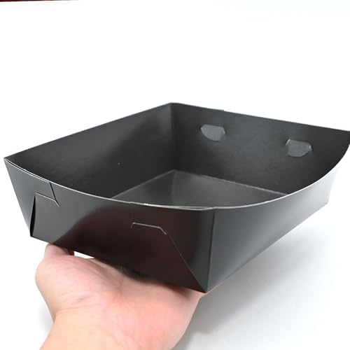 25 Pcs Paper Food Tray 4 lb Large Food Boats Nacho Plates Disposable Serving Snack Trays Large Paper Trays Boat for Nachos, Hotdogs, Tacos, Fries (Black)