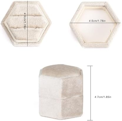 Velvet Ring Box,Hexagon Wedding Double Small Ring Box Proposal Engagement