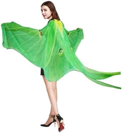 Halloween Butterfly Wings Costume for Womens, Moth Wings Butterfly Cape Adult Costume with Mask & Headband(3pcs)