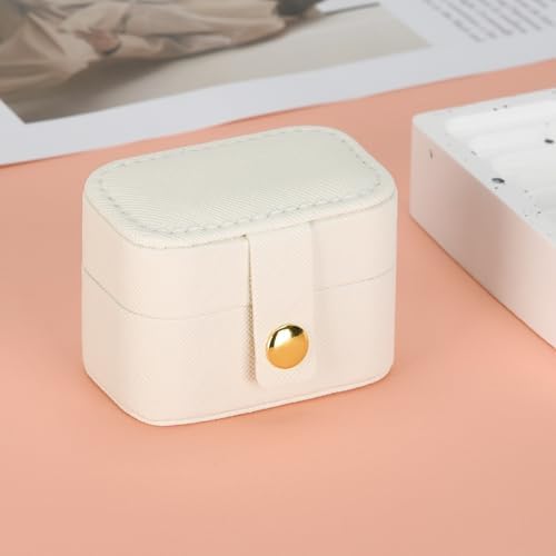 KUKUVR Small Travel Jewelry Ring Stud Earring Box (White)