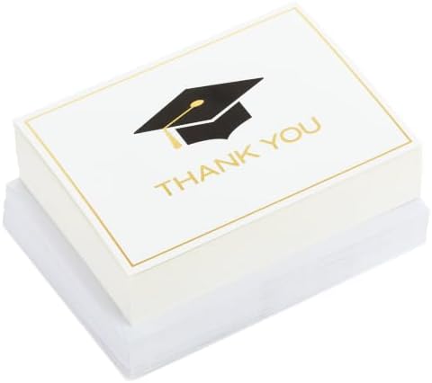 Hallmark Blank Graduation Thank You Cards, 40-Pack (Black and Gold)