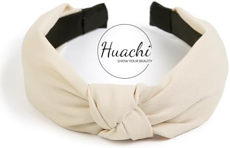 Huachi Knotted Headbands for Women Trendy Non Slip Womens Headbands with Knot, Wide Thick Head Bands for Women, Fashion Top Knot Headband for Girls Hair Accessories