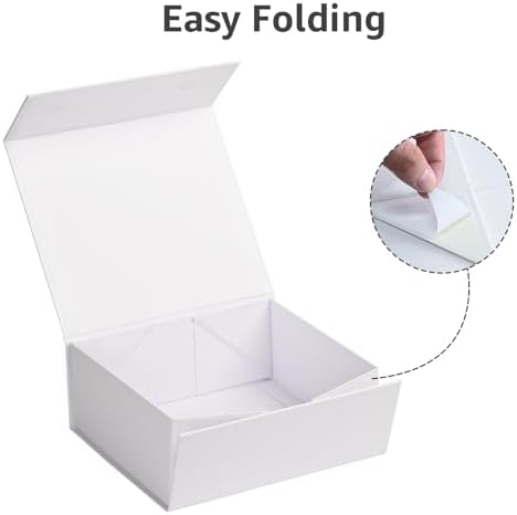 LIFELUM White Magnetic Gift Box for Wedding Presents, 8"x7"x3"