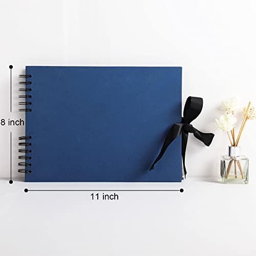 Vienrose Scrapbook Album 80 Pages, DIY Photo Album with Accessories, Navy blue Kraft Paper Memory Book for Wedding, Birthday, Travel, Christmas, Mother’s Day, 11x8 Inches
