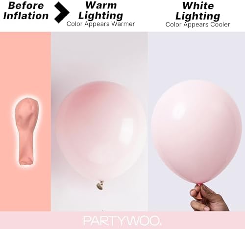 PartyWoo Pale Pink Balloons 140pcs Light Pastel Baby Pink Different Sizes