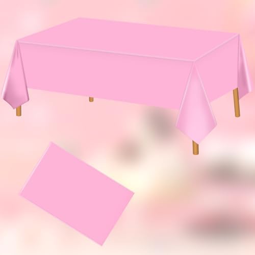 Hxezoc Pink Disposable Plastic Tablecloth, 54 x 108 Inches Waterproof Table Cover for Wedding Birthday Party Baby Shower Decorations Outdoor Indoor Party Supplies