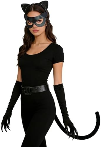 Woman Cat Costume Accessories Adult Black Superhero Outfit for Halloween Cosplay