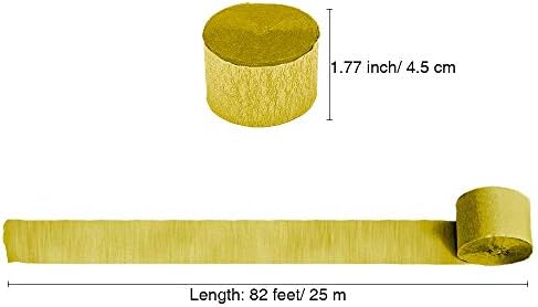 8 Rolls Gold Crepe Paper Streamers, Wedding Birthday Baby Shower New Year Party Decoration, Graduation, Christmas, Rainbow DIY Supplies, Living Room Bedroom Decor