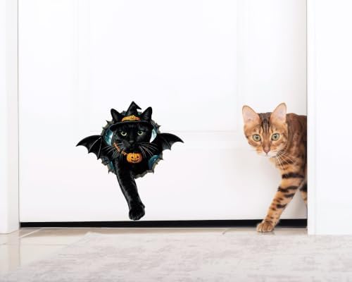 FLFK Peel and Stick Decals Black Cat in Halloween Costume