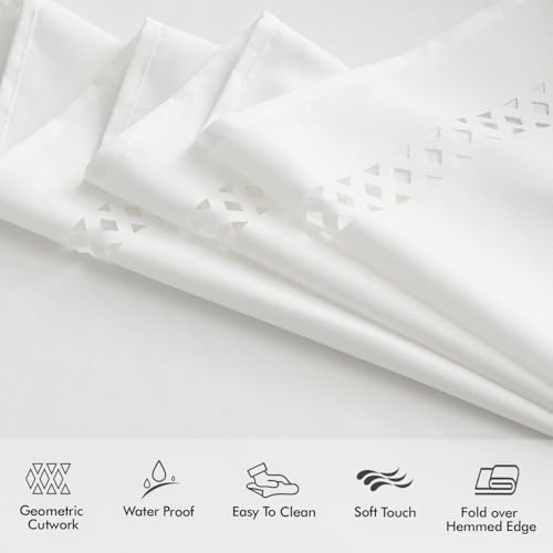 MIULEE White Rectangle Tablecloth with Decorative Cutouts 60x104 inch