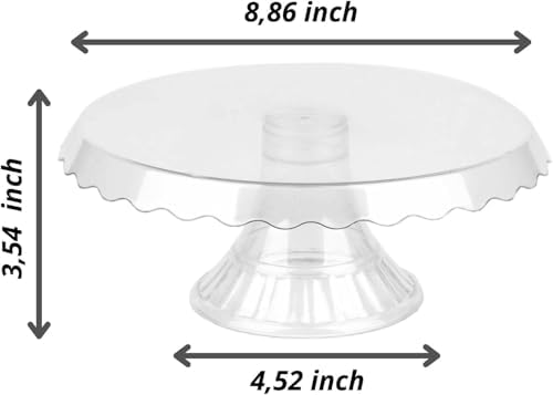 Essential Clear Cake Stand – Round Plastic Dessert Display for Parties, Weddings & Birthdays – Cupcake Holder, Candy Tray, Lightweight & Reusable – 10+ Colors