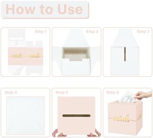 Blush Pink and Gold Foil Card Box for Party, 8.7", 1 Pack