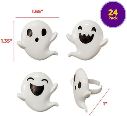 Ghost Halloween Cupcake Decoration Toppers | 24 Pack Party Cake Rings