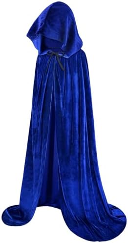 Sarfel Hooded Cloak Velvet Cape with Hood Halloween Capes Women Witch Costume Vampire Cloak Wizard Robe Men Cosplay Costume