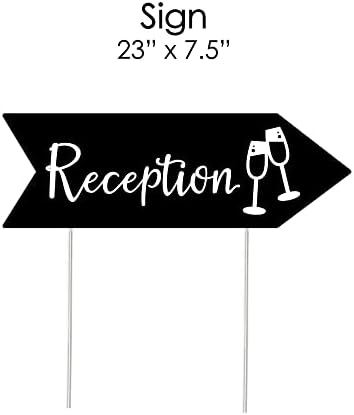 Big Dot of Happiness Black Wedding Reception Signs - Wedding Sign Arrow - Double Sided Directional Yard Signs - Set of 2 Reception Signs