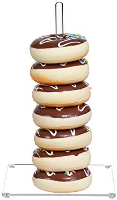 CY craft Acrylic Donut Stand 6 Pieces,Removable Clear Donuts Display Stand Bagels Holder for Party Wedding Birthday Treat Display Corner Decor,Non-slip Doughnut Bar 16 inch and 10 inch
