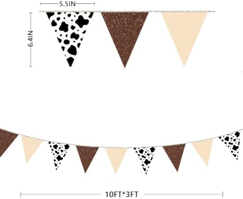 30Ft Western Party Decorations Glitter Cowboy Pennant Banner Flag Paper Triangle Bunting Garland Streamers for Western Rodeo Birthday Cowgirls Bachelorette Farm Cow Wild West Party Decor Supplies