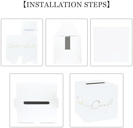 HEIPINIUYE Large Card Box for Party 9.8" x 9.8" White Gift Card Box Holder with Gold Foil Design for Wedding Birthday Baby Shower Retirement Graduation Party Raffle Box