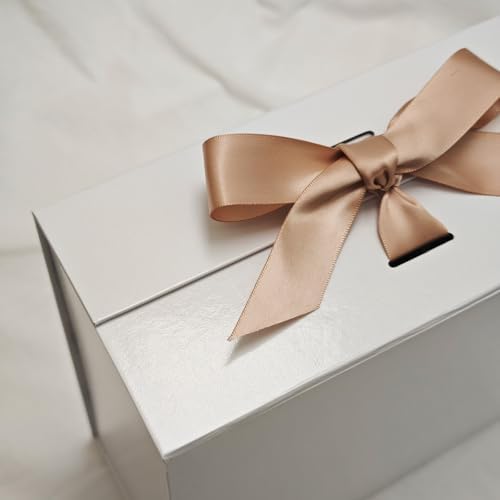 Tekhoho Large Gift Box 13.2x10.6x5in, Premium Present Box with Magnetic Lid and Ribbon for Holidays Wedding Birthday Gift Packaging, Plaid Lining (13.2x10.6x5in-White)