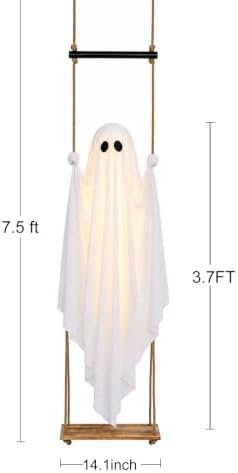 Halloween Decorations Outdoor 3.7FT Pre-Assembled Hanging Swing Ghost