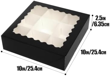 qiqee 10"x 10"x 2.5" Black Pie Boxes with Window 120Packs Cookie Donut Bakery Box (Auto-pop Up)