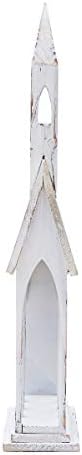 GALLERIE II White Church Chapel Large Christmas Card Holder | Mail Holder 11 x 24 inches | Versatile Festive | Holiday Card Holder | Winter Tabletop | Christmas Card Holders Display Cream