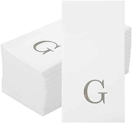Restaurantware Paper Rectangle Silver Letter g Linen-Feel Napkin, 50 Ct