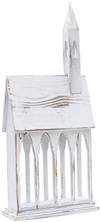 GALLERIE II White Church Chapel Large Christmas Card Holder | Mail Holder 11 x 24 inches | Versatile Festive | Holiday Card Holder | Winter Tabletop | Christmas Card Holders Display Cream