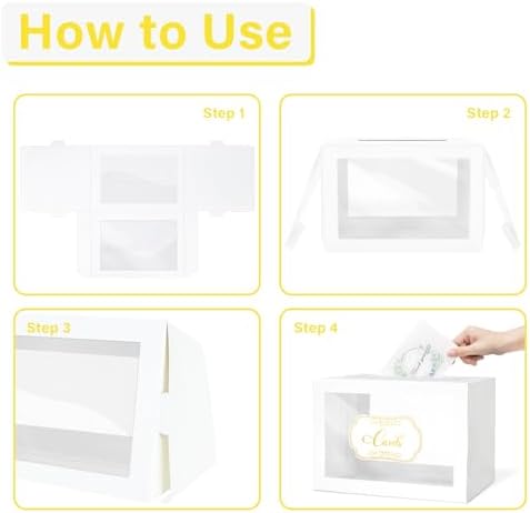 White Card Box for Party with 6 Cards, Clear Window