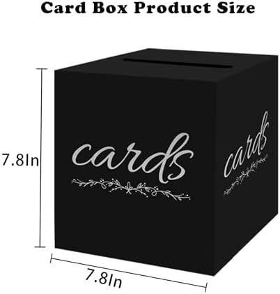 Black Silver Card Box for Party, Wedding, Graduation,7.8x7.8x7.8In