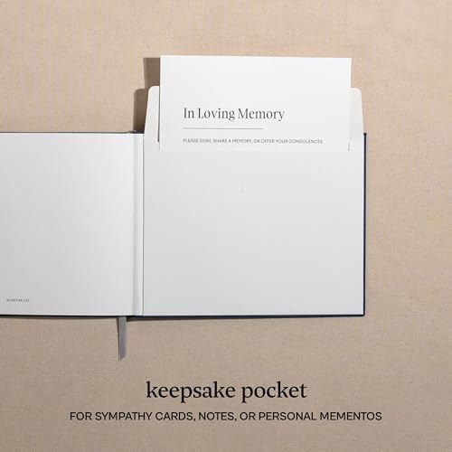 Funeral Guest Book for Memorial Service, In Loving Memory, Navy Blue Cover