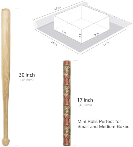 RUSPEPA Kraft Vintage Christmas Wrapping Paper Roll, Mini Roll, Classic Santa with Snowy Village & Poinsettia Design, Kraft Rustic Gift Wrap for Family, Holiday, Christmas, 17 Inches x 16.4 Feet