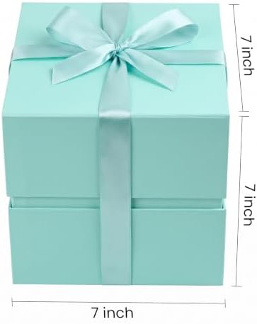 LIFELUM Mint Blue Gift Box for Christmas with Magnetic Lid, 7"x7"x7"