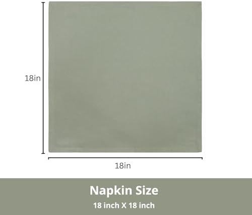 PurpleEssences Cloth Dinner Napkins 18x18 in Set of 12 - Sage Green