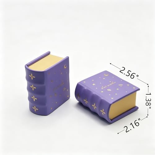 Book Shaped Ring Box - Vintage Engagement Ring Box with Hinged Lid for Proposal Engagement Wedding, Proposal Ring Case -PRB026-Purple