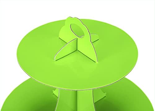 YLDW Cupcake Stand 2Pcs, 3-Tier Cupcake Stand Display, Cardboard Cup Cake Tower Stand, Disposable Dessert Stand for Birthday Tea Party Baby Shower Treat Decorations, Green