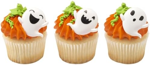 Ghost Halloween Cupcake Decoration Toppers | 24 Pack Party Cake Rings